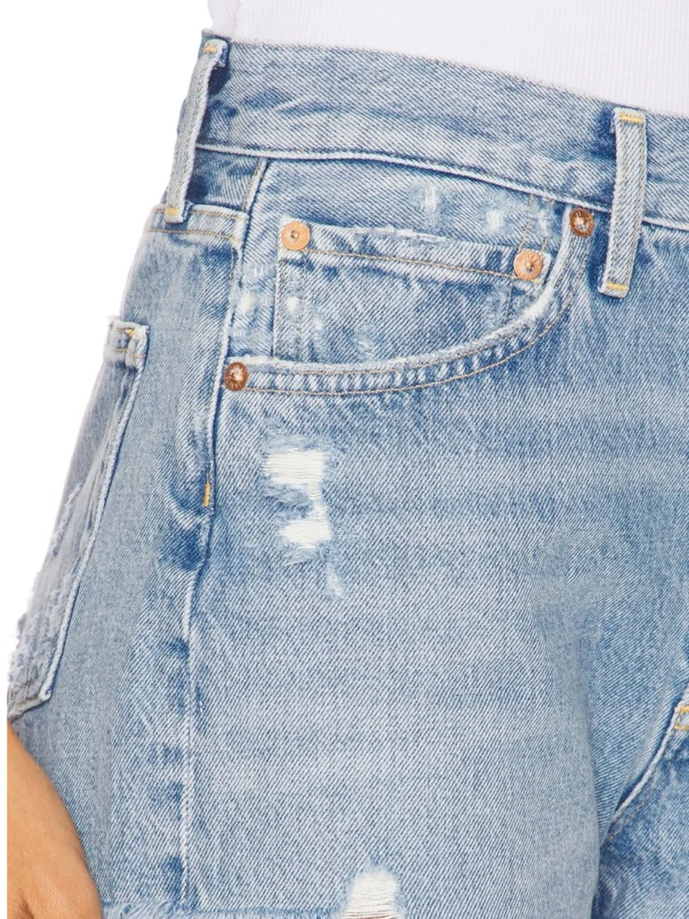 AGOLDE Lightwash Blue Parker Vintage Cut Off Shorts - Swapmeet - 27 - Picture 5 of 10